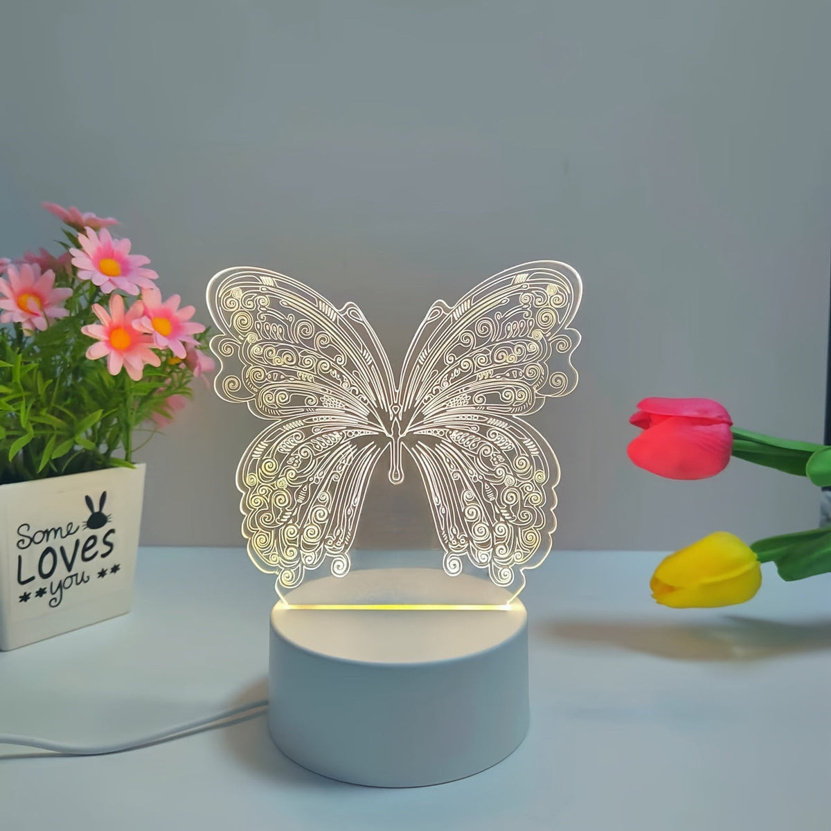 ButterflyGlow Lamp - Geometric 3D Butterfly LED Night Light