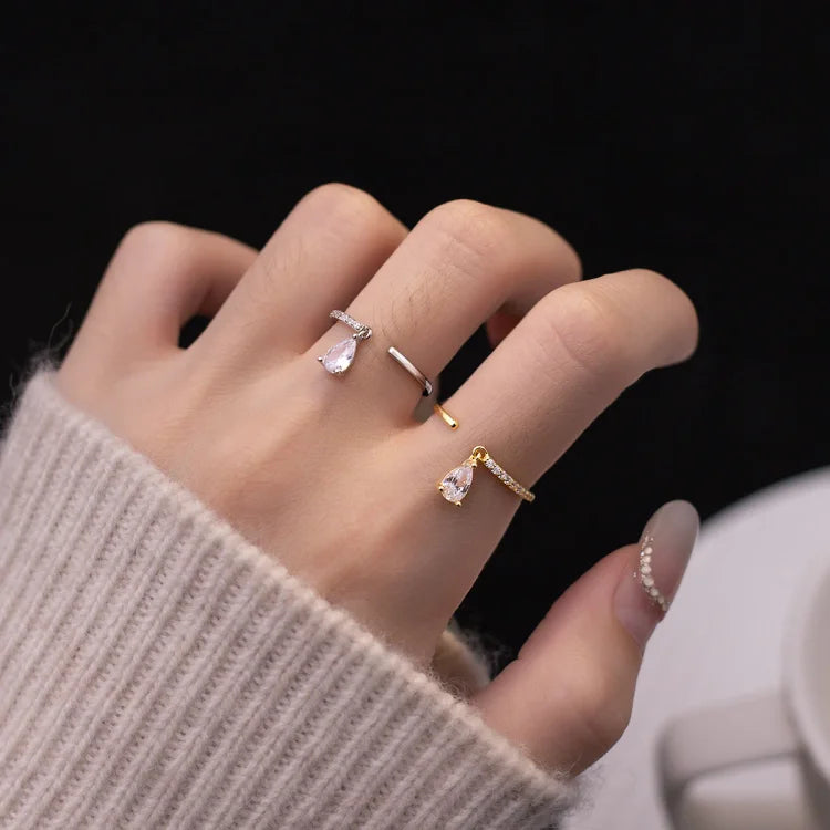 Isaline - Bague réglable goutte d'eau en argent S925