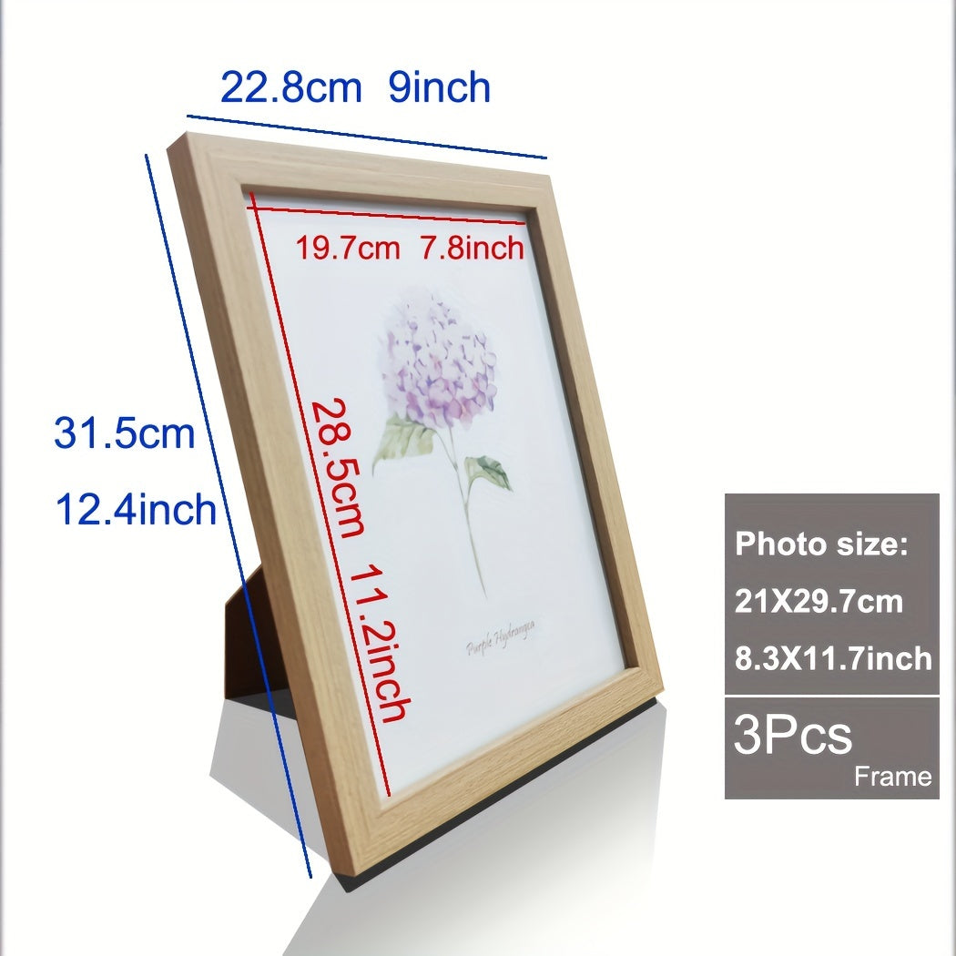Timeless Memories - Set of 3 Wooden Photo Frames for Your Memories