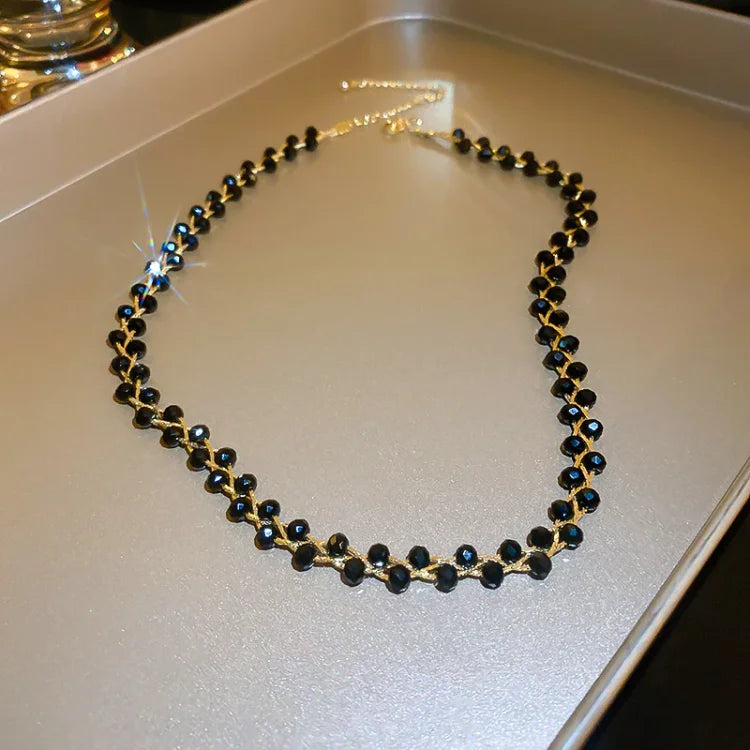 Amira - Collier double rang cristaux et perles de luxe