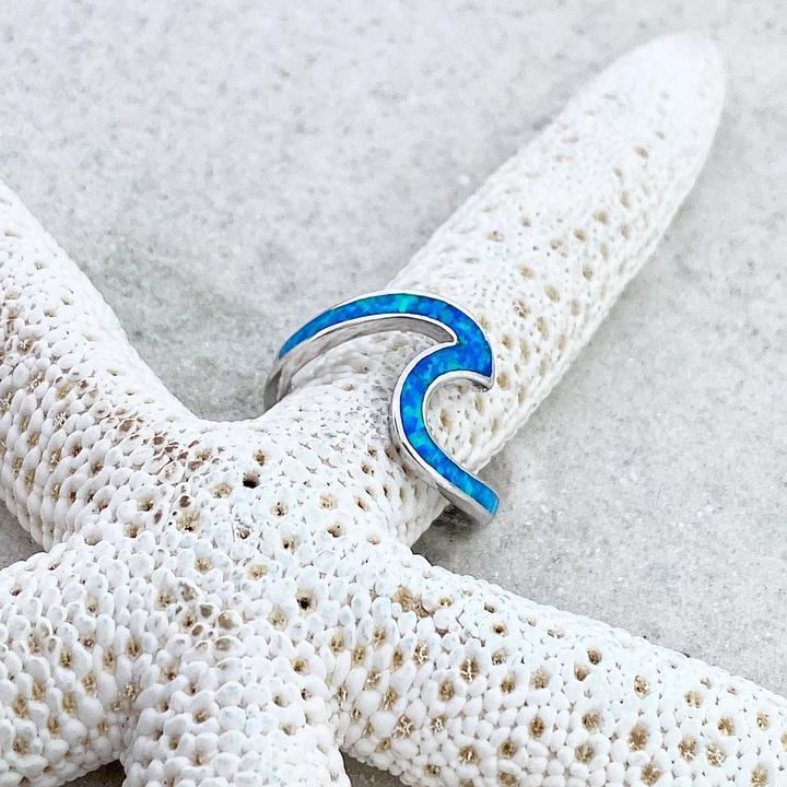 Livia - Bague vagues océan en opale et argent