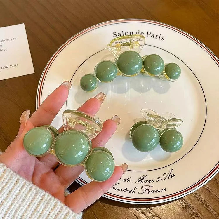 Liana - Pince à cheveux perles vertes élégance