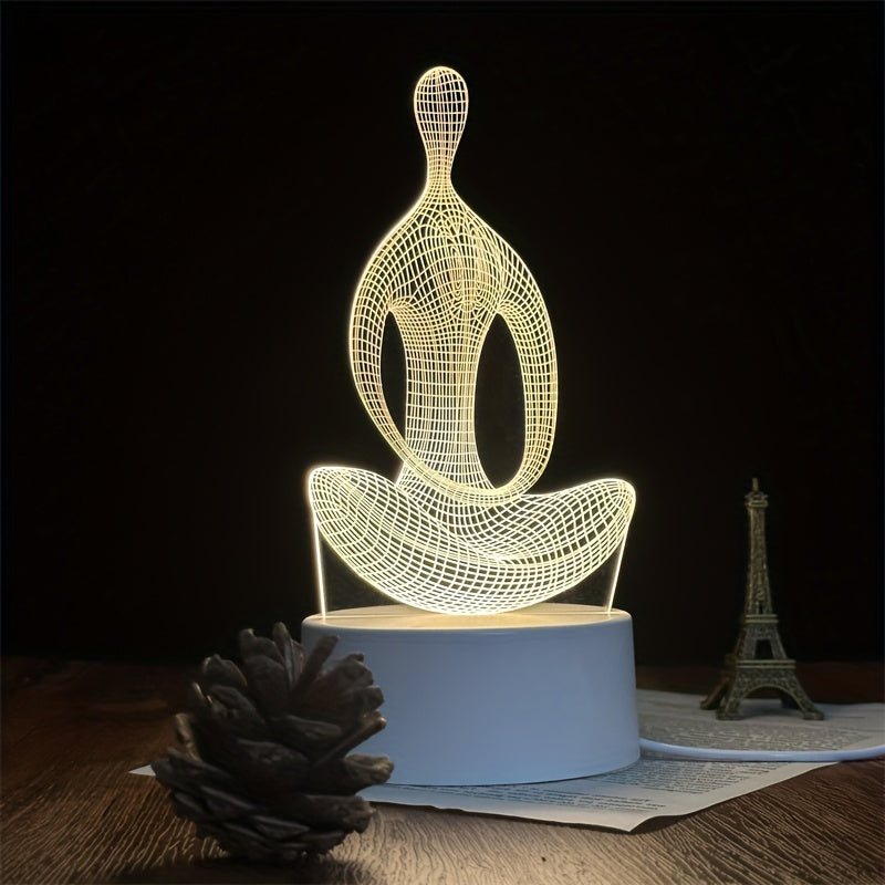 ZenLight - Modern 3D Yoga-Inspired Bedside Lamp