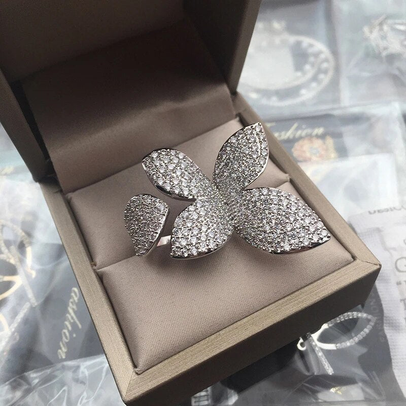 Bague Oversized Pétale de Fleur Argent 925 - Statement