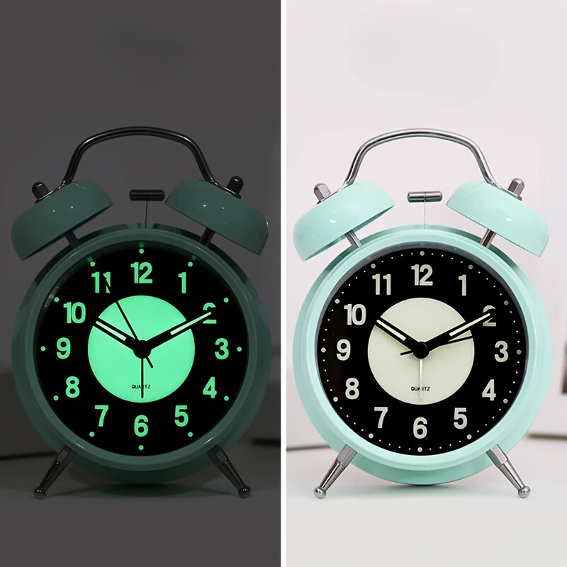 Nyctel - Silent Metal Alarm Clock with Luminous Hands