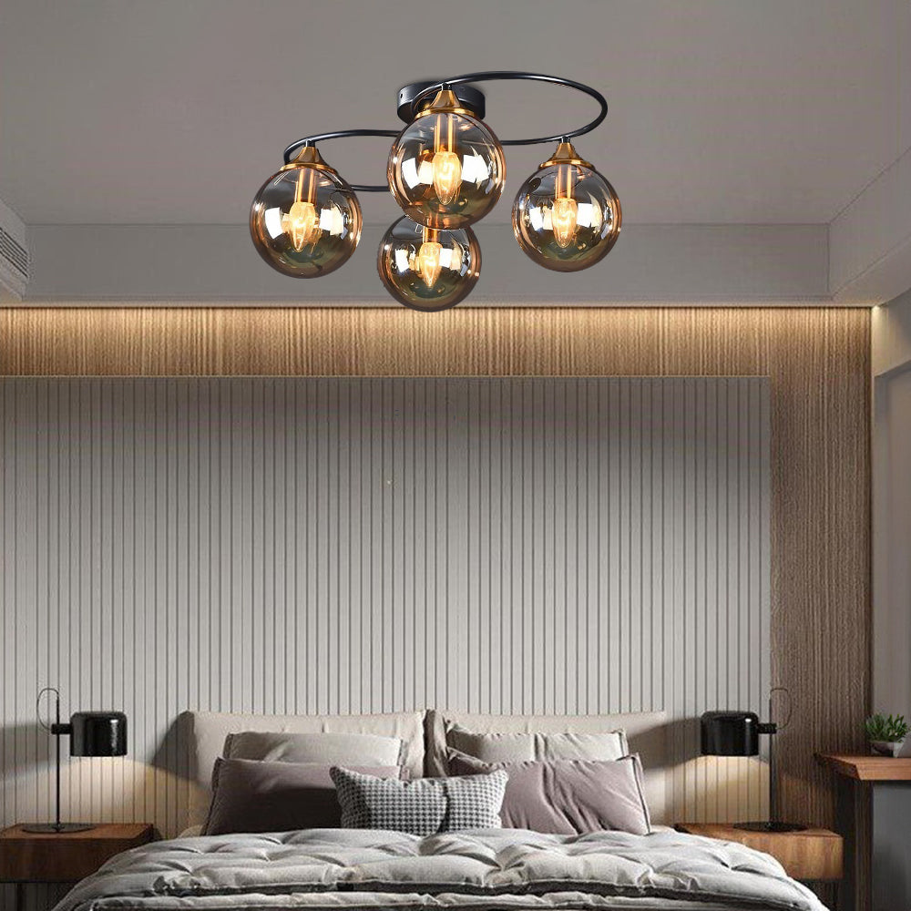 ValentinaLuxe - Elegant Round Smoked Glass Chandelier