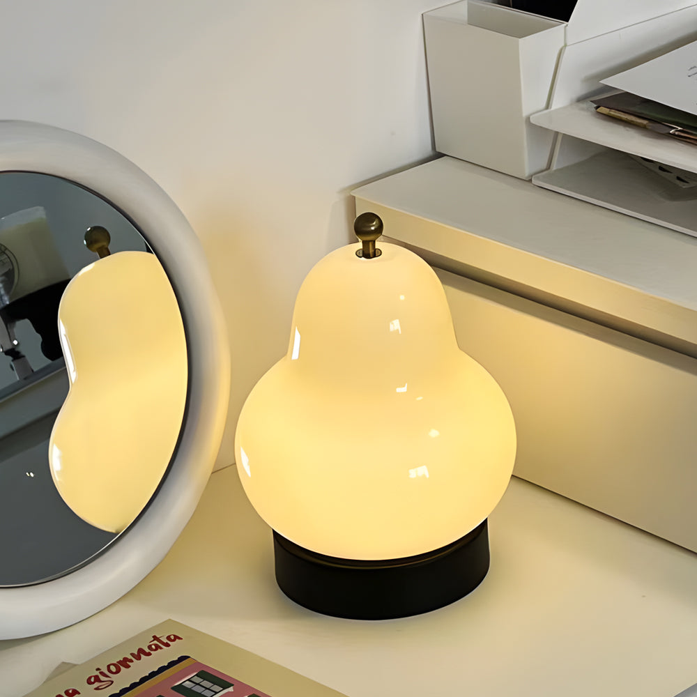 IonGleam - Pear-Shaped Glass LED Table Lamp with USB Dimmer
