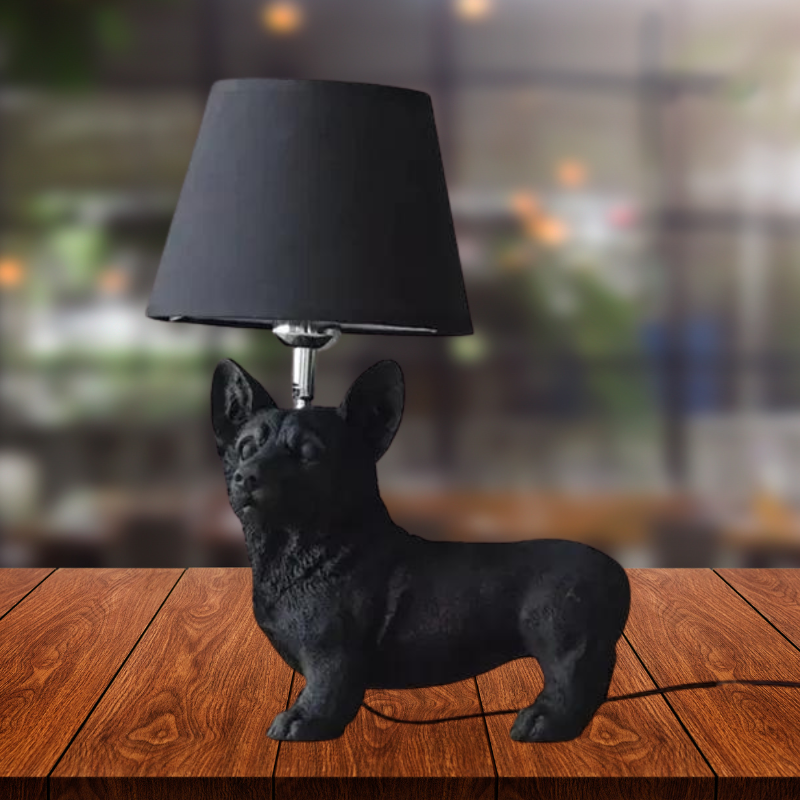 Playful Elegance - Art Deco Style Dog Table Lamp