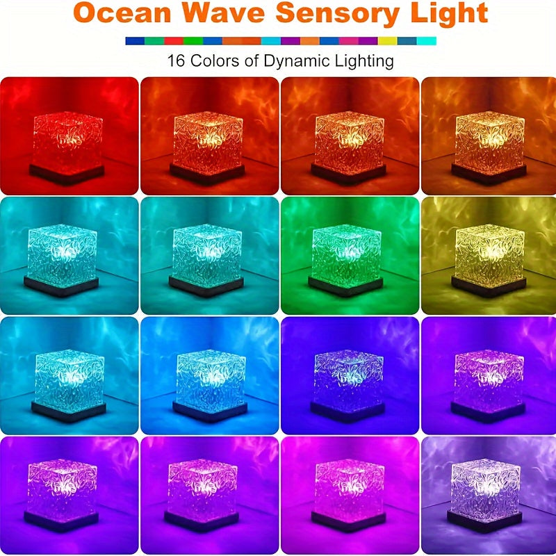 OceanWave Night Light - 16-Color LED Wave Effect Lamp