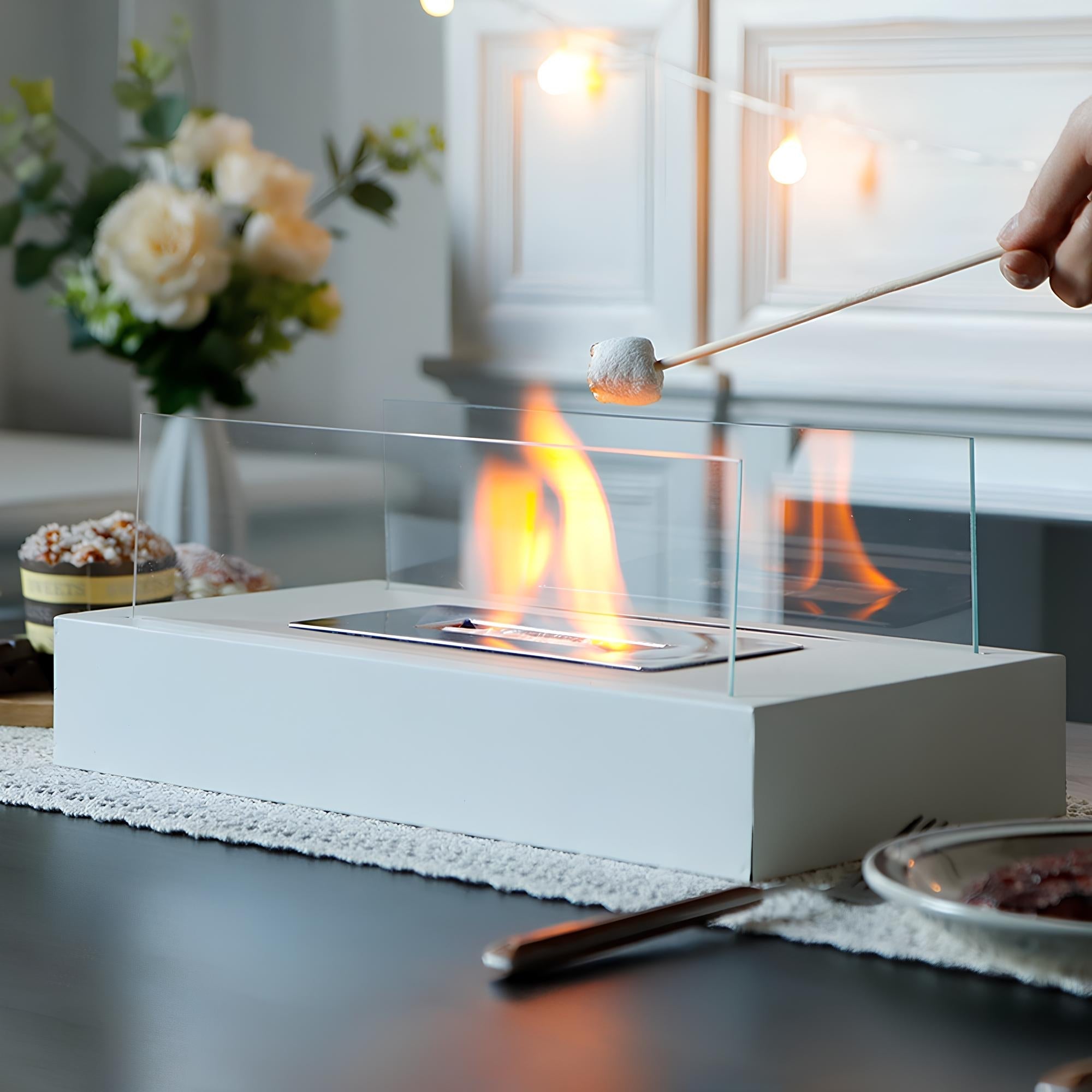 FireGlow - Cheminée de Table au Bioéthanol pour Intérieur et Extérieur