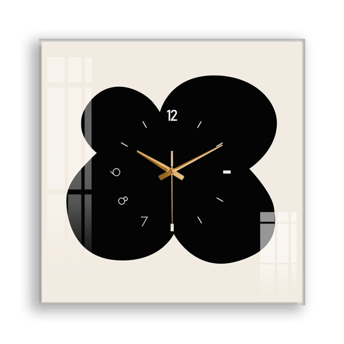 FloralTime Clock - Elegant Black and White Floral Wall Clock