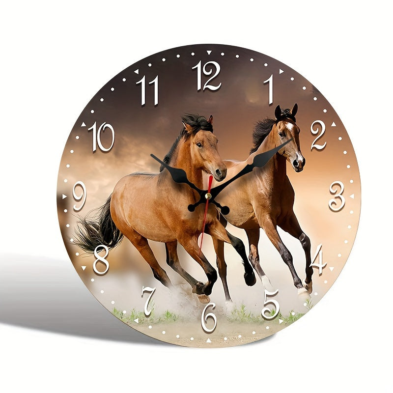 GallopTime Clock - Horloge murale chevaux au galop en bois