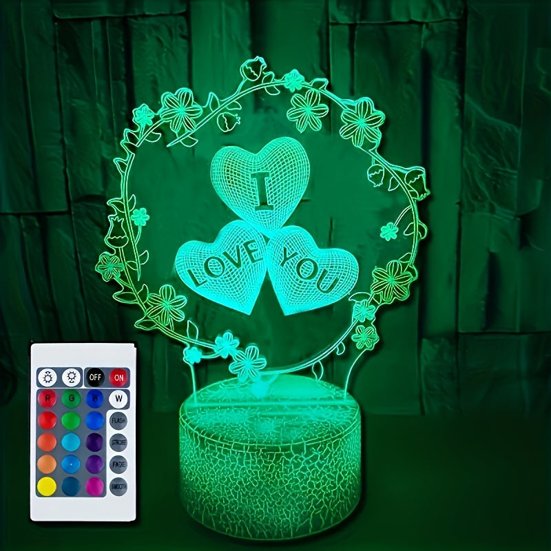 IllusionGlow - 3D Heart Night Light for a Romantic Ambiance