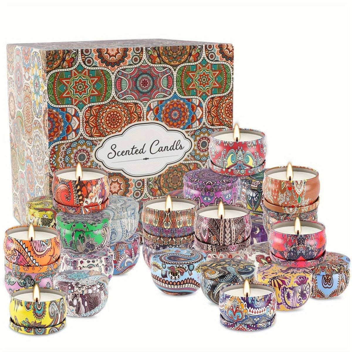 ValentineGlow - Set of 36 Romantic Soy Wax Scented Candles