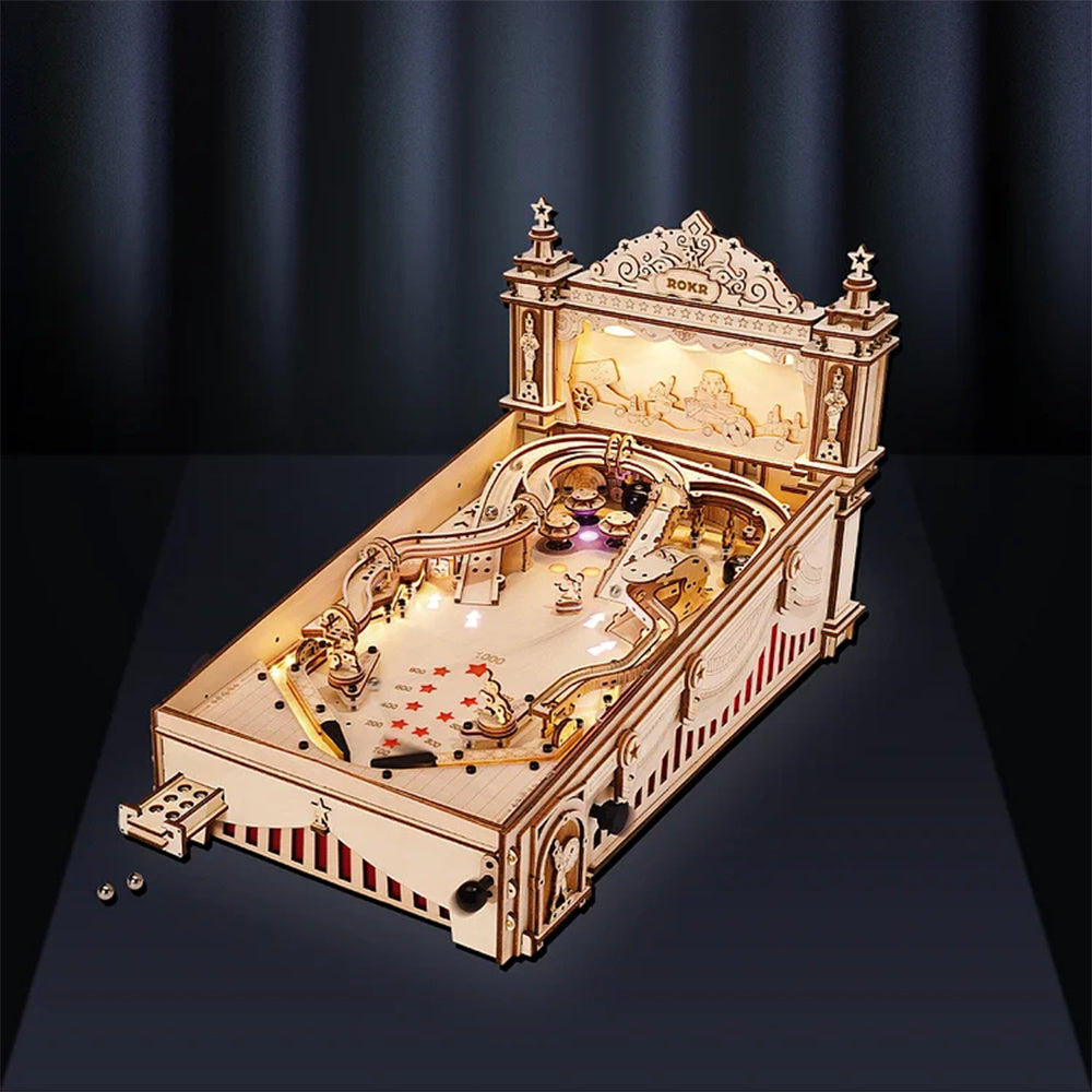 FlipCraft 3D Puzzle - Wooden Pinball Machine Building Kit