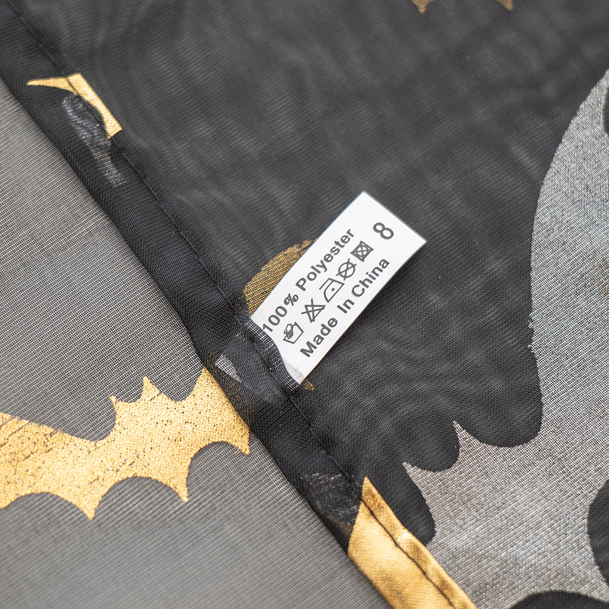 BatGlow Curtains - Black Sheer Voile with Bat Print