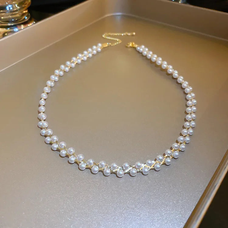 Amira - Collier double rang cristaux et perles de luxe