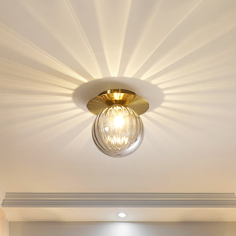 EleganceGlow Ceiling Light - Smoked Glass and Gold Design