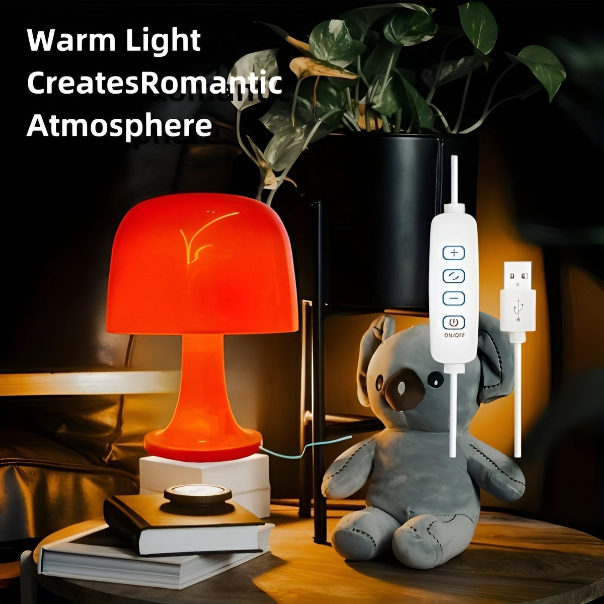VintageMushroom - Dimmable LED Mushroom Lamp with USB Power