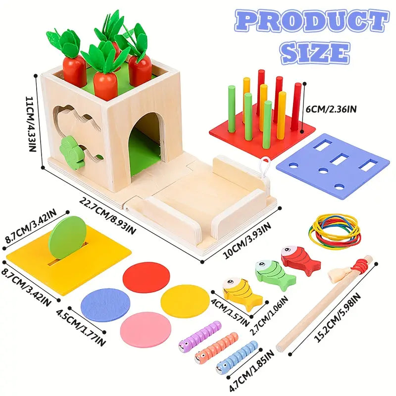 Montessori 8-in-1 Wooden Activity Box for Babies 8 Months+