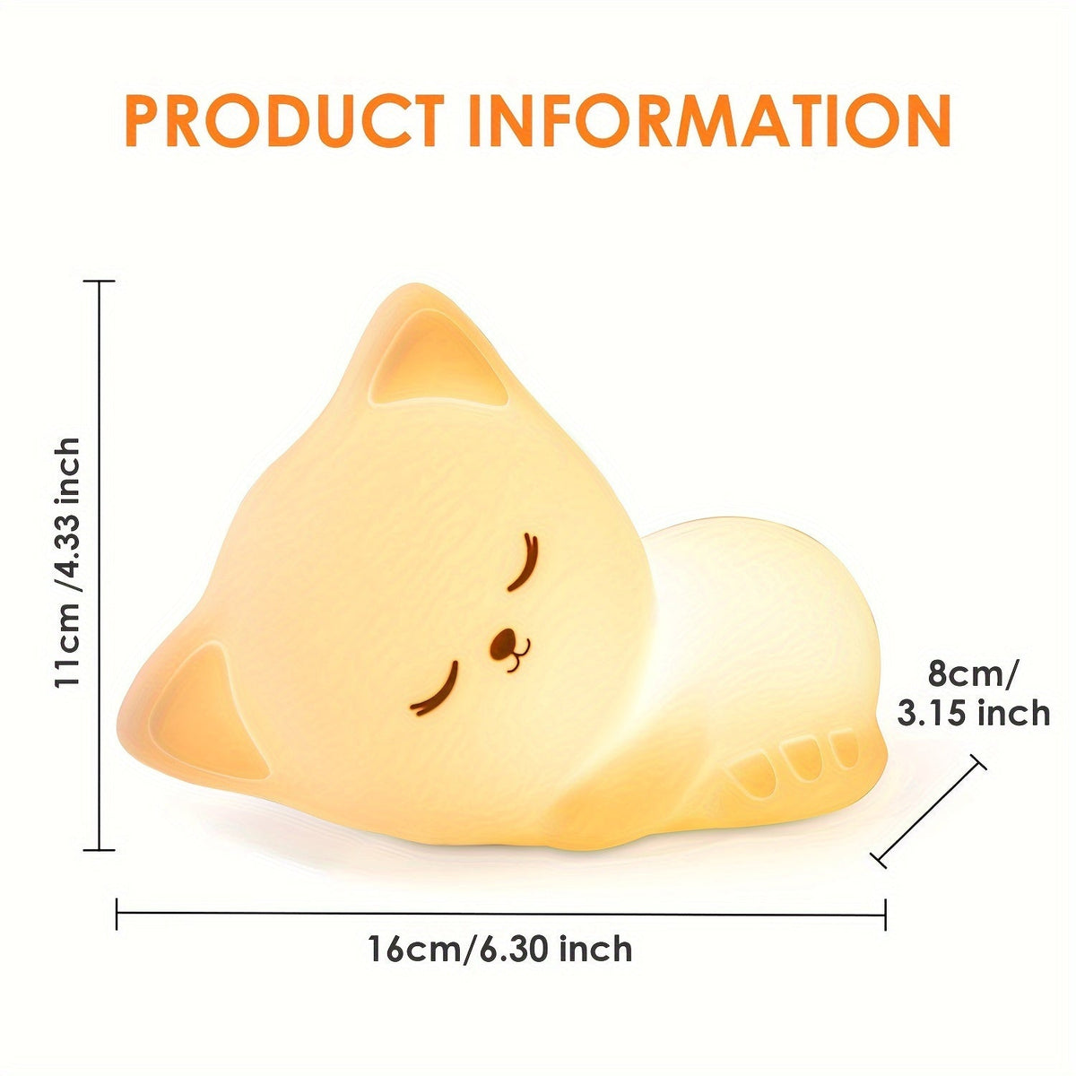 Muzura - Wireless Cat Night Light with 16 Colors