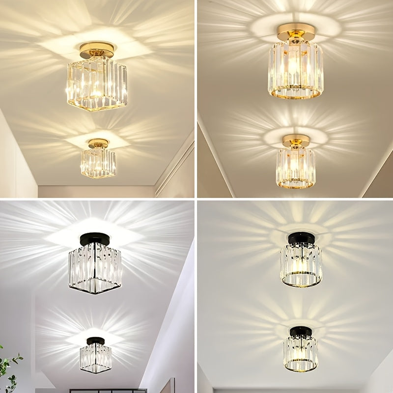 CrystalLuxe - Plafonnier LED noir et or avec cristaux elegants