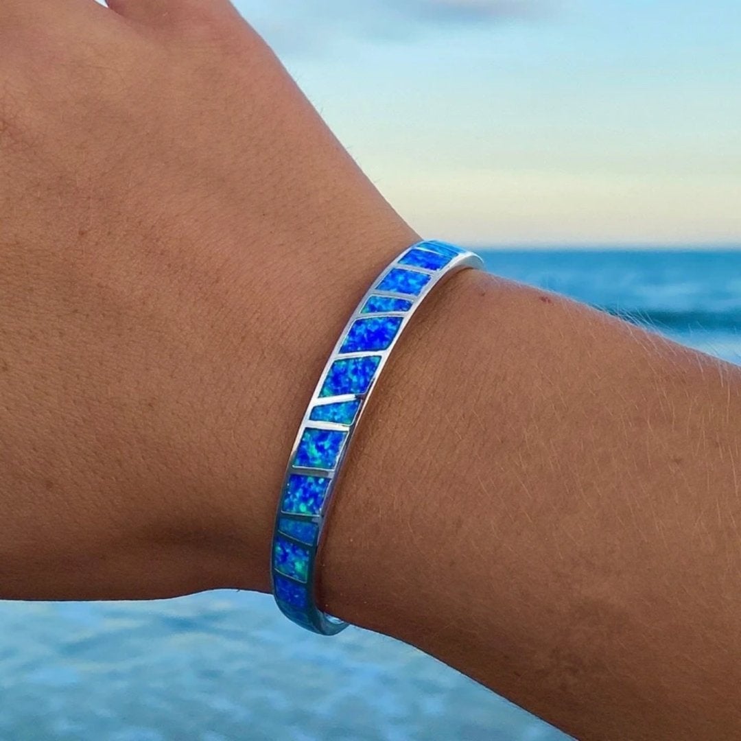 Isola - Bracelet opale bleue et argent élégant