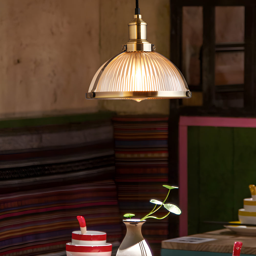 GlimmerLux Chandelier - Retro Ribbed Glass Chandelier for Dining Rooms