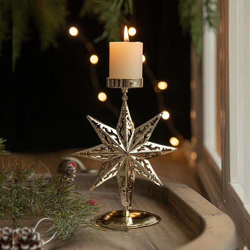 StarGlow Candle Holder - Elegant Golden Candle Holder for the Holidays