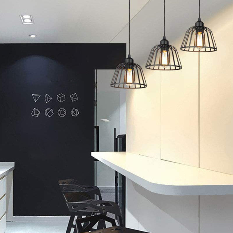 IronSphere Pendant - Black Industrial Iron Light for Modern Interiors