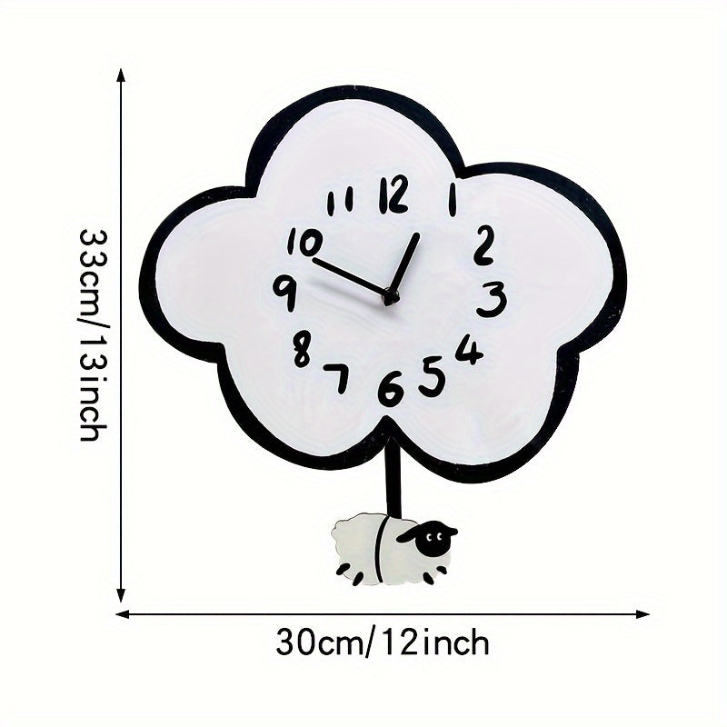 CloudSwing Clock - Sheep on a Swing Wall Clock