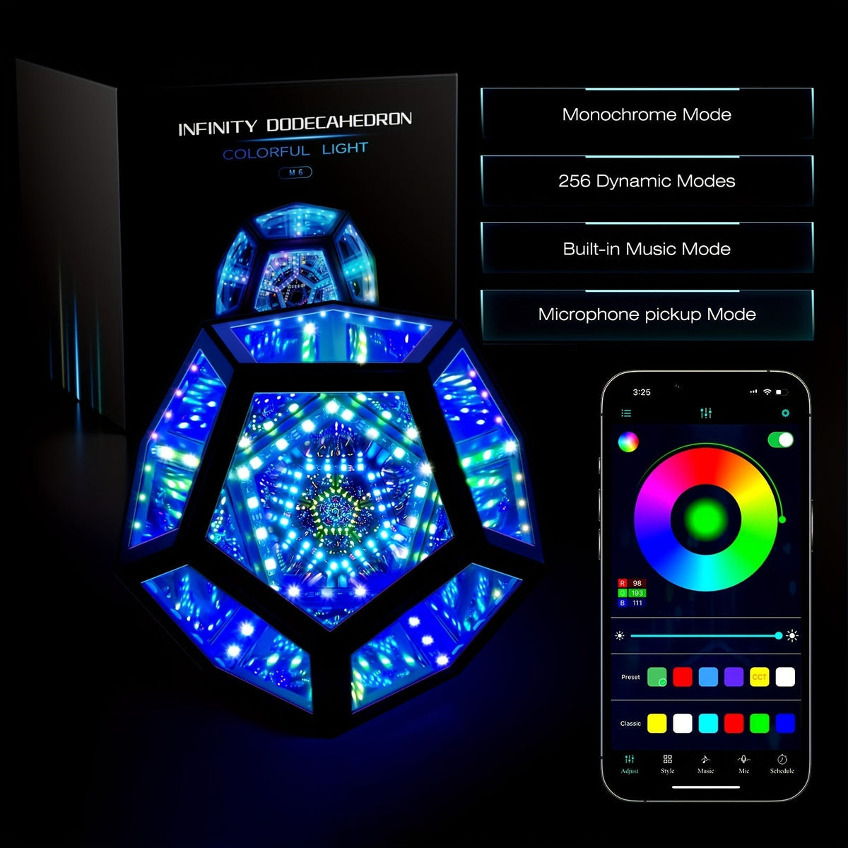 InfinityGlow - 3D Infinity Dodecahedron Lamp with RGB Lighting