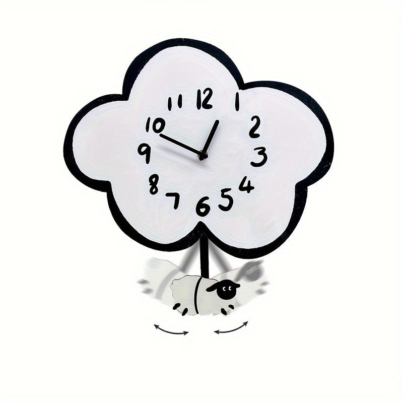 CloudSwing Clock - Sheep on a Swing Wall Clock