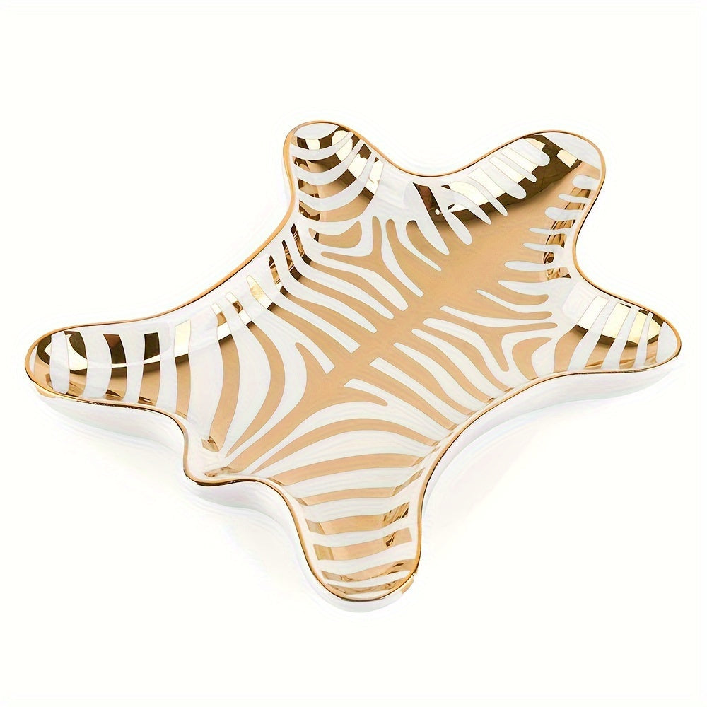 CeramicDish - Elegant Animal-Print Ceramic Trinket Dish