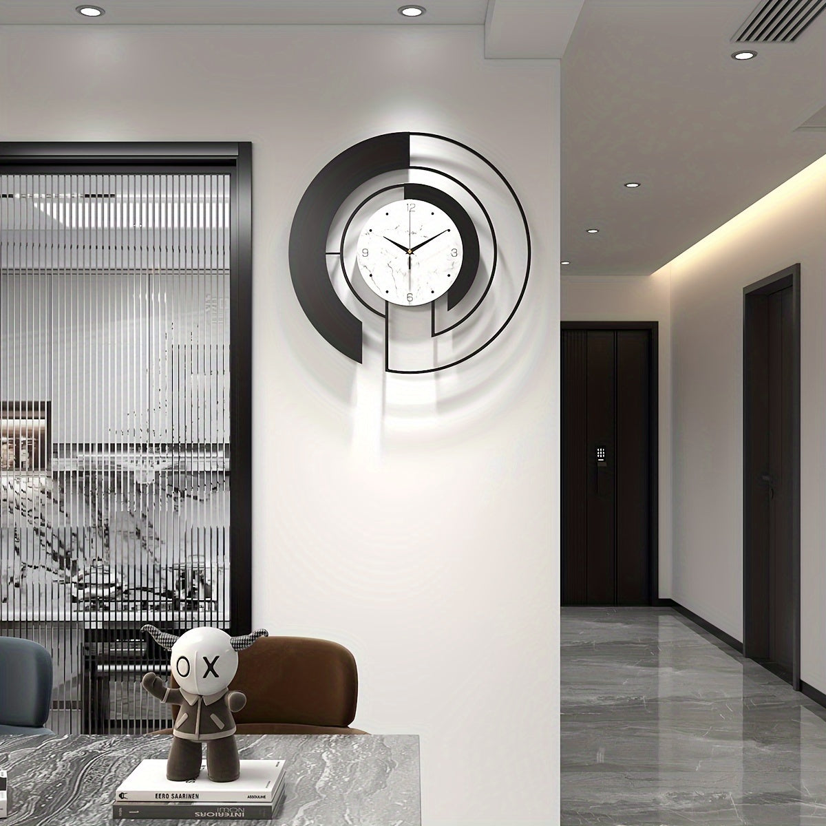GeoClock - Black Geometric Wall Clock with Minimalist Design