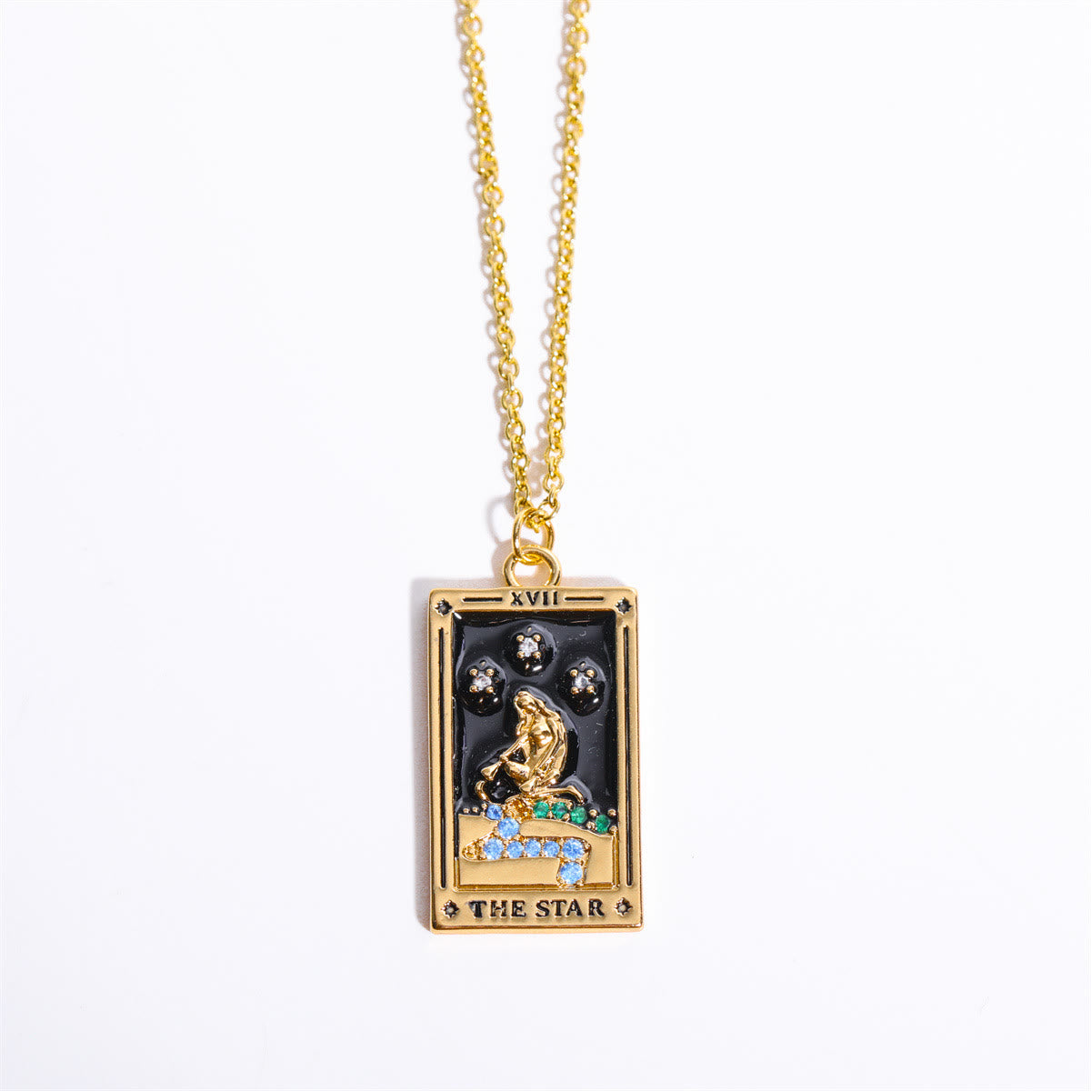 Amara - Collier pendentif tarot doré en zircone