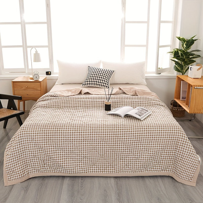 TwillCrest - Preppy Checkered Summer Bedspread, Lightweight and Breathable