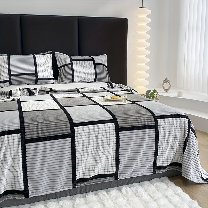 FleeceNest Striped Plush Throw - Ultimate Comfort Blanket