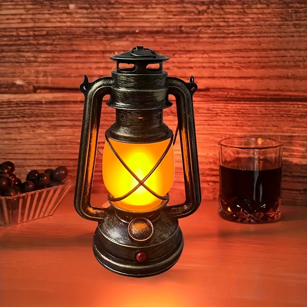 RetroGlow Lantern - Vintage LED Lantern with Flame Effect