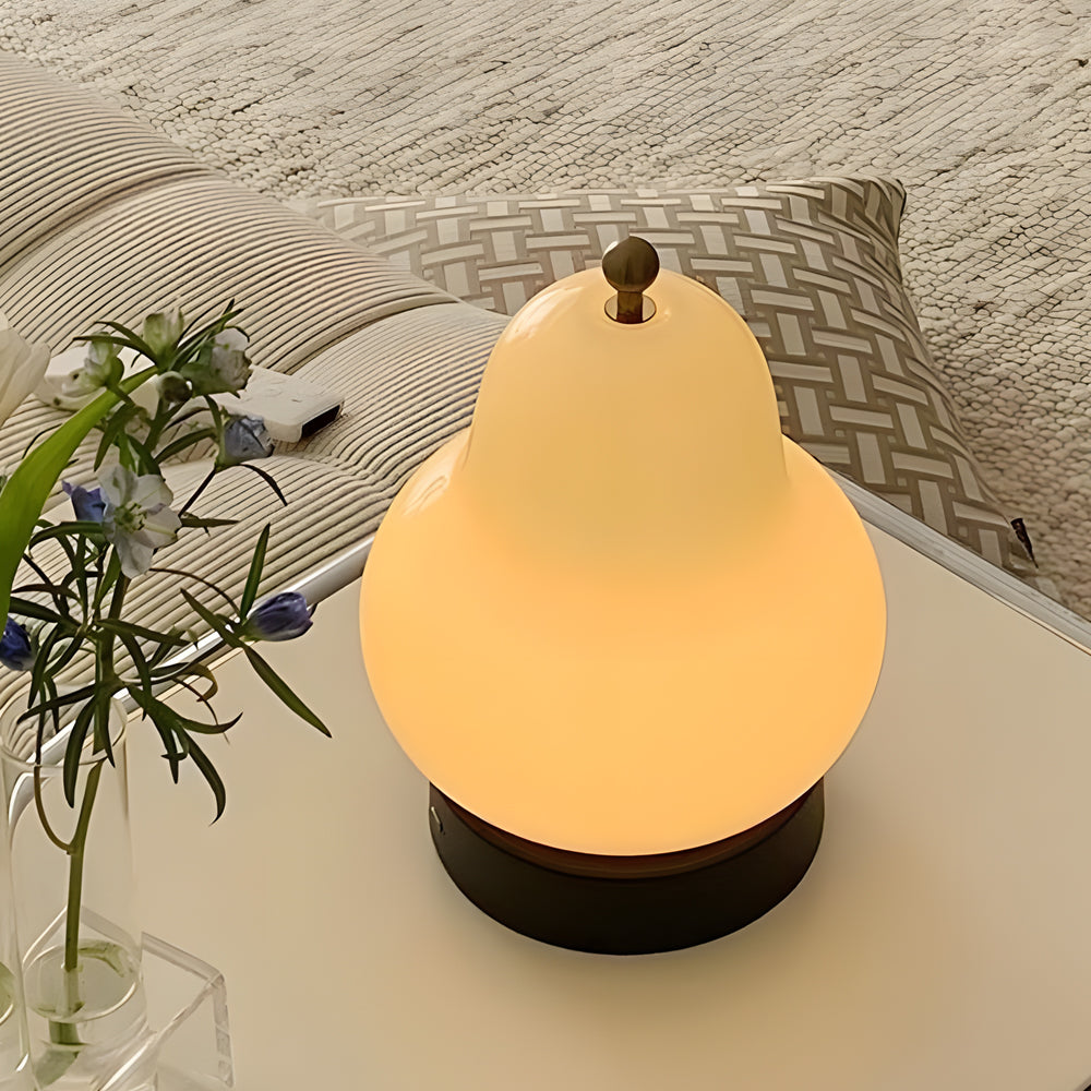 IonGleam - Pear-Shaped Glass LED Table Lamp with USB Dimmer
