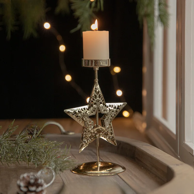 StarGlow Candle Holder - Elegant Golden Candle Holder for the Holidays