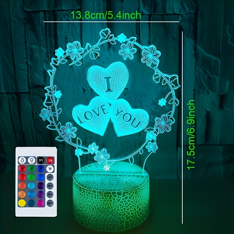 IllusionGlow - 3D Heart Night Light for a Romantic Ambiance