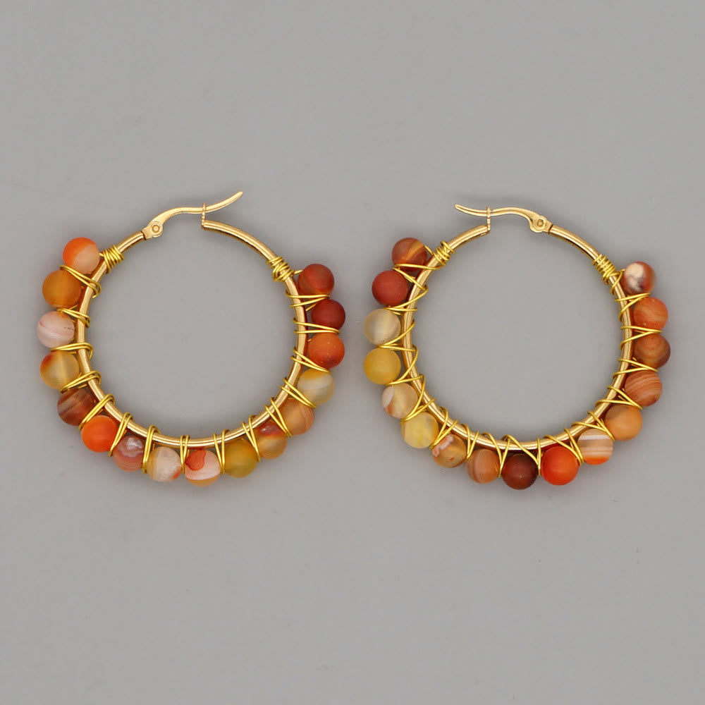 Sanne - Grandes créoles boho en cristaux naturels