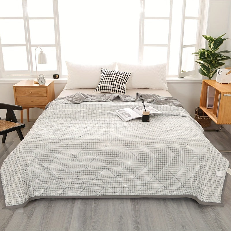 TwillCrest - Preppy Checkered Summer Bedspread, Lightweight and Breathable