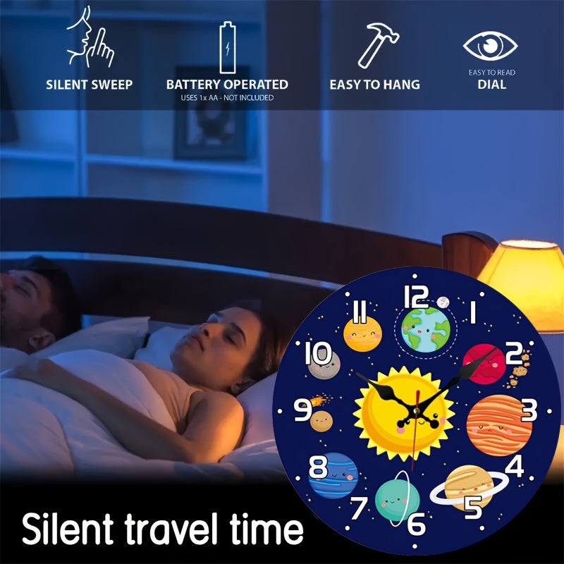 CosmicTime Clock - Horloge Murale Systeme Solaire Rustique et Silencieuse