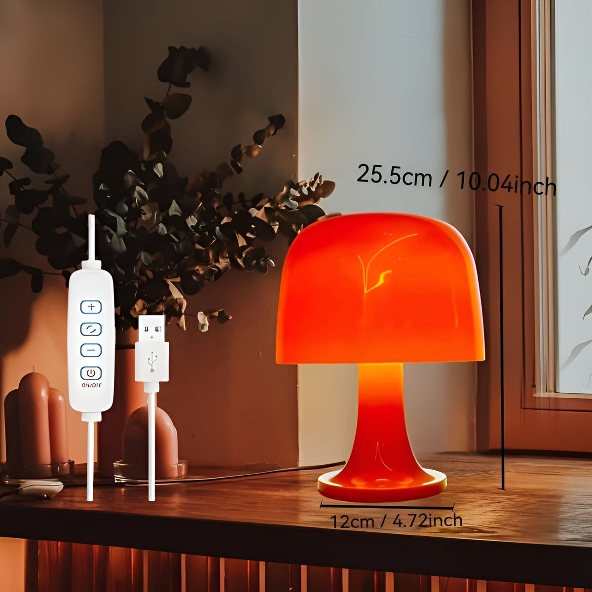 VintageMushroom - Dimmable LED Mushroom Lamp with USB Power