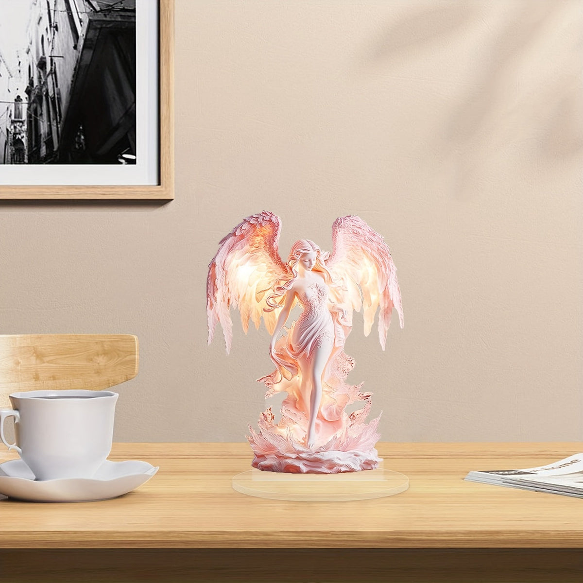 AngelGlow - Elegant Acrylic Angel Decorative Plaque