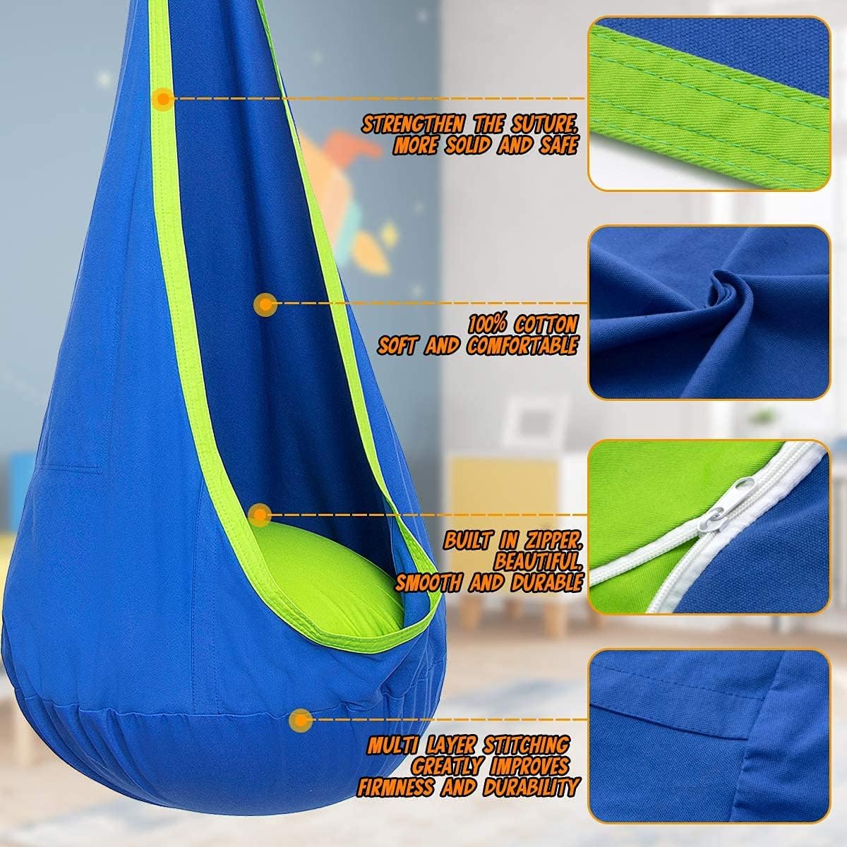HangingJoy - Kids Hammock Swing for Play and Relaxation