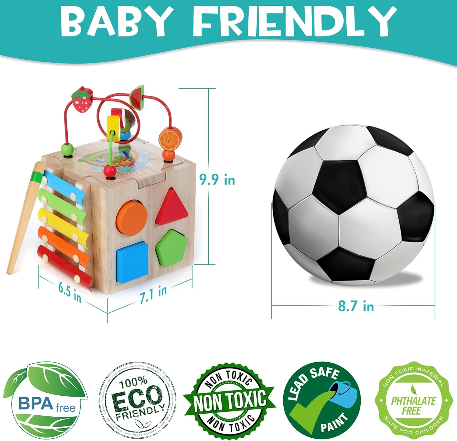 8-in-1 Montessori Activity Cube - Wooden Educational Toy for Baby