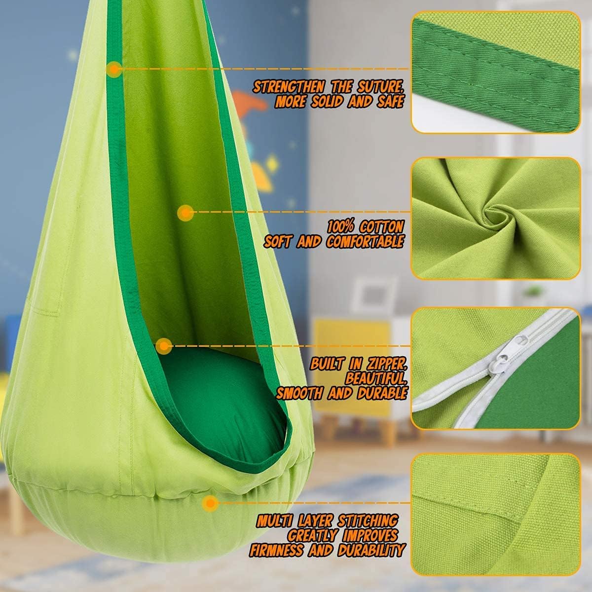 HangingJoy - Kids Hammock Swing for Play and Relaxation